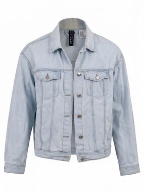 H&M Divided Light Wash Denim Jacket Size M Cropped Trucker Casual - Unisex